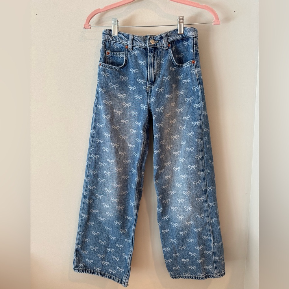Girls size 10 Zara wide leg Jean with bows